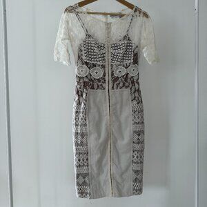 Beguile by Byron Lars Lace Sheath Dress • Size 6 • Ivory • NO BELT